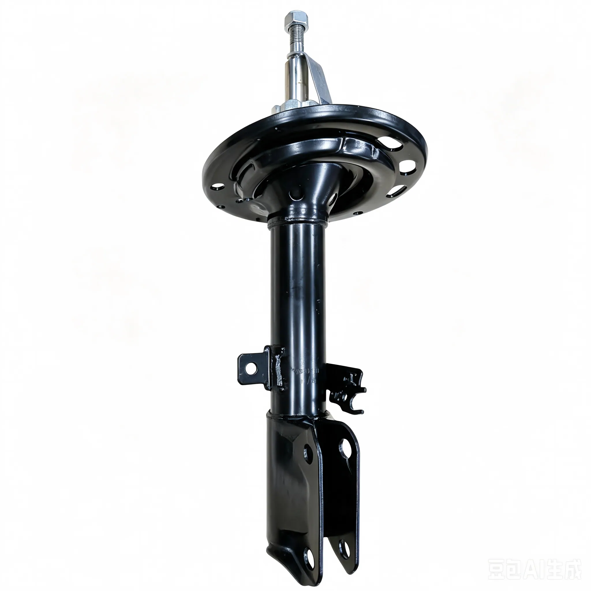 Black automotive strut on a white background